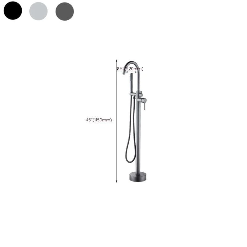 Floor Mounted Metal Freestanding Tub Filler Copper Freestanding Tap with Hose -Bathlova