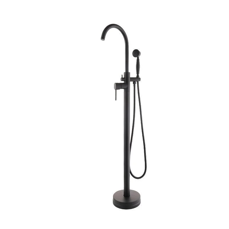 Floor Mounted Metal Freestanding Tub Filler Copper Freestanding Tap with Hose -Bathlova