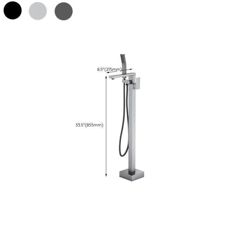 Floor Mounted Metal Freestanding Tub Filler Copper Freestanding Tap with Hose -Bathlova