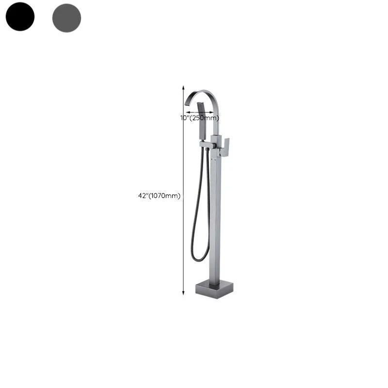 Floor Mounted Metal Freestanding Tub Filler Copper Freestanding Tap with Hose -Bathlova