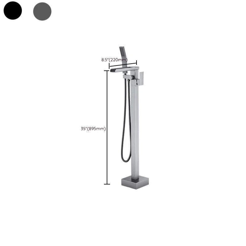 Floor Mounted Metal Freestanding Tub Filler Copper Freestanding Tap with Hose -Bathlova