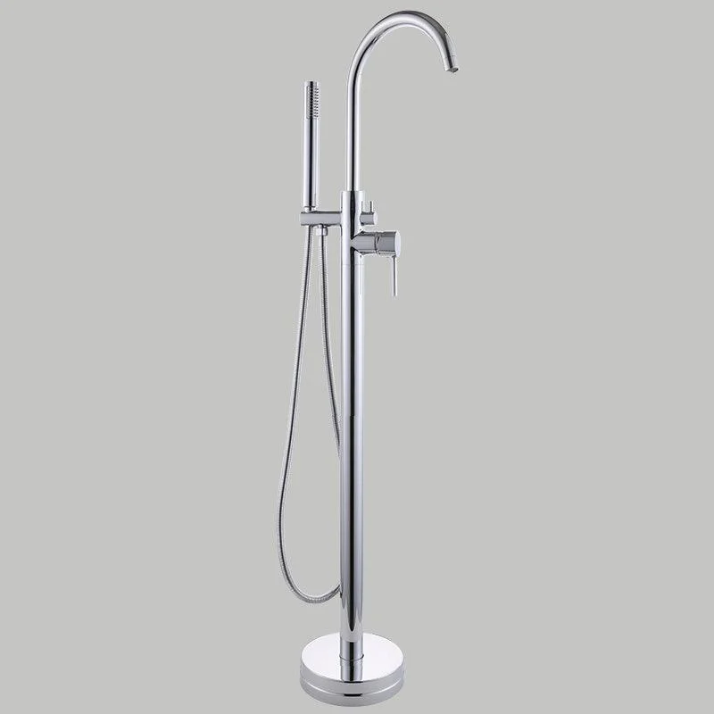 Floor Mounted Metal Freestanding Tub Filler Copper Freestanding Tap with Hose -Bathlova