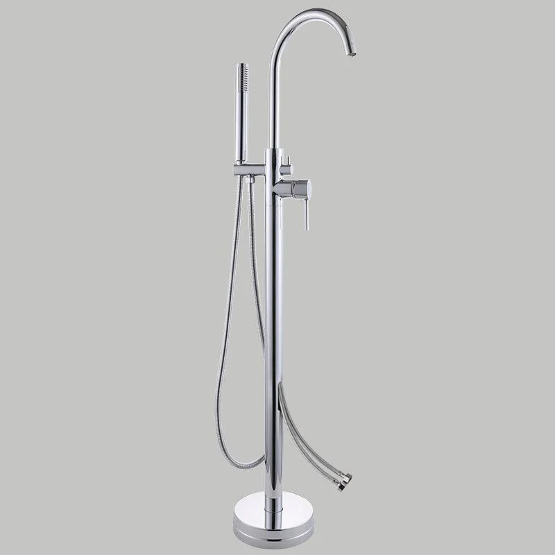 Floor Mounted Metal Freestanding Tub Filler Copper Freestanding Tap with Hose -Bathlova