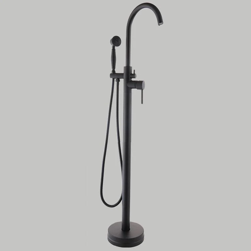 Floor Mounted Metal Freestanding Tub Filler Copper Freestanding Tap with Hose -Bathlova