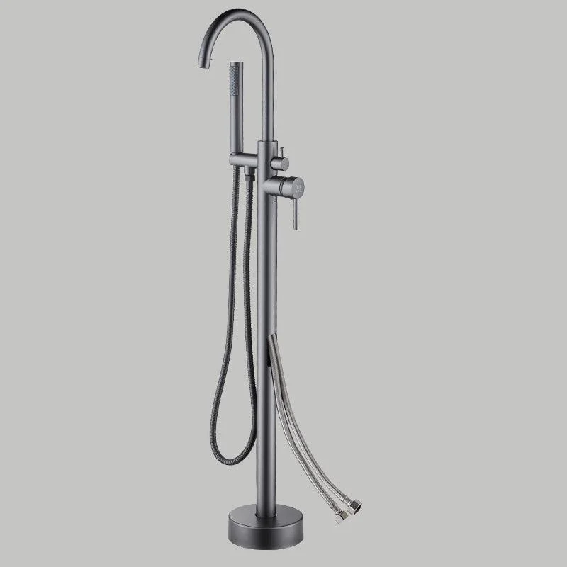 Floor Mounted Metal Freestanding Tub Filler Copper Freestanding Tap with Hose -Bathlova