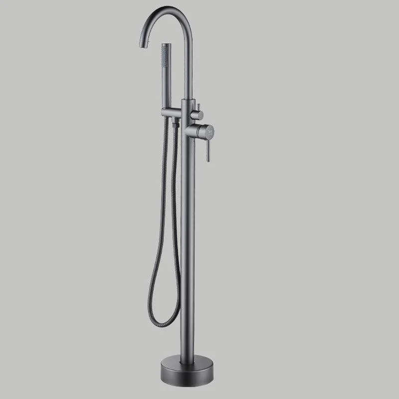 Floor Mounted Metal Freestanding Tub Filler Copper Freestanding Tap with Hose -Bathlova