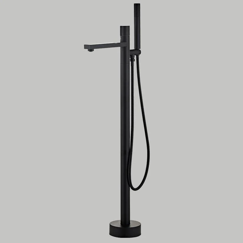 Floor Mounted Metal Freestanding Tub Filler Copper Freestanding Tap with Hose -Bathlova