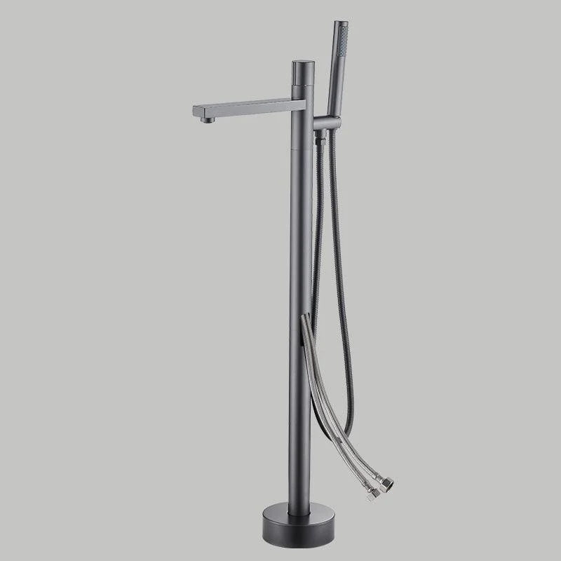 Floor Mounted Metal Freestanding Tub Filler Copper Freestanding Tap with Hose -Bathlova