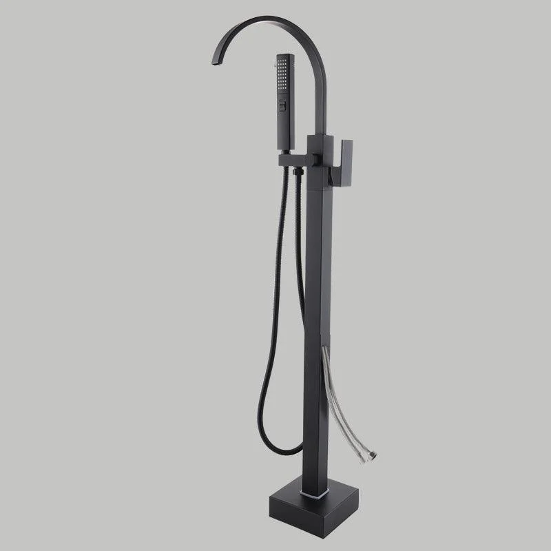 Floor Mounted Metal Freestanding Tub Filler Copper Freestanding Tap with Hose -Bathlova