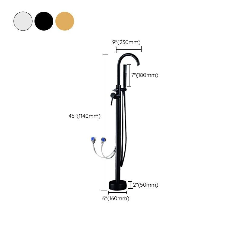 Floor Mounted Metal Freestanding Tub Filler Double Handles Freestanding Bathtub Tap -Bathlova