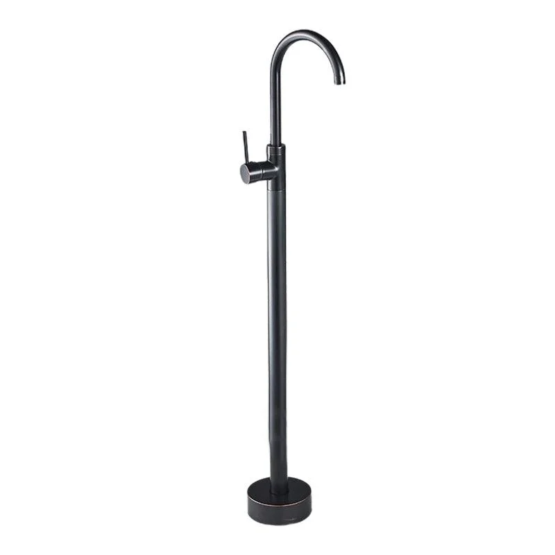 Floor Mounted Metal Freestanding Tub Filler Double Handles Freestanding Bathtub Tap -Bathlova