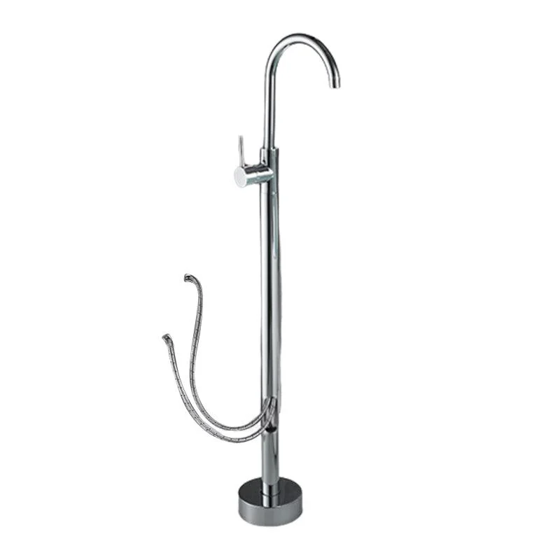 Floor Mounted Metal Freestanding Tub Filler Double Handles Freestanding Bathtub Tap -Bathlova