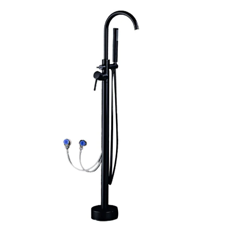 Floor Mounted Metal Freestanding Tub Filler Double Handles Freestanding Bathtub Tap -Bathlova