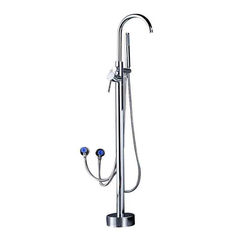 Floor Mounted Metal Freestanding Tub Filler Double Handles Freestanding Bathtub Tap -Bathlova