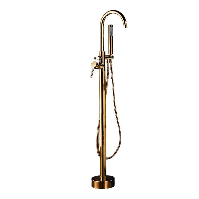 Floor Mounted Metal Freestanding Tub Filler Double Handles Freestanding Bathtub Tap -Bathlova