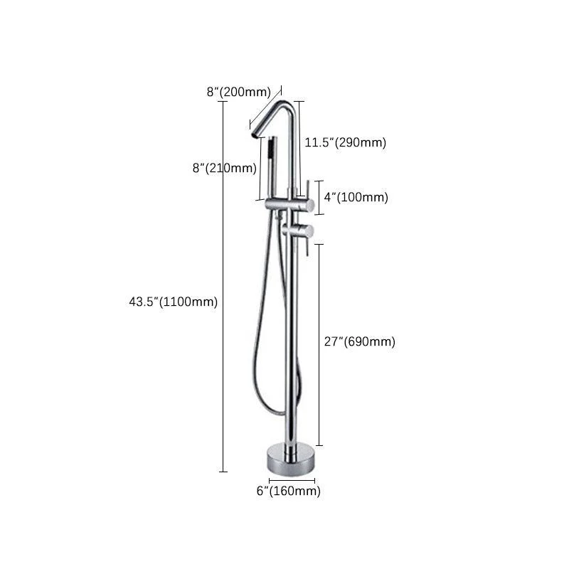 Floor Mounted Metal Freestanding Tub Filler Double Handles Freestanding Tap with Hose -Bathlova