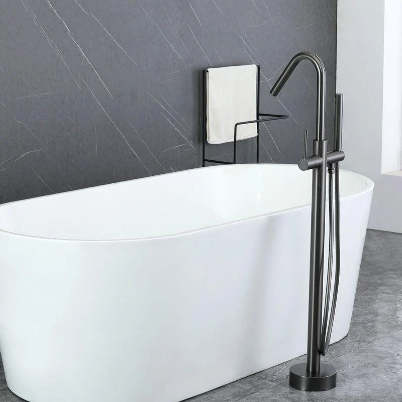 Floor Mounted Metal Freestanding Tub Filler Elbow Freestanding Bathtub Tap -Bathlova