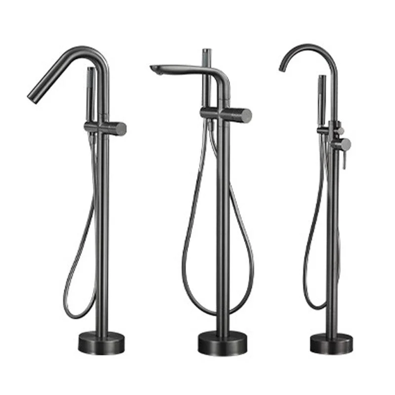 Floor Mounted Metal Freestanding Tub Filler Hand Shower Freestanding Tap -Bathlova