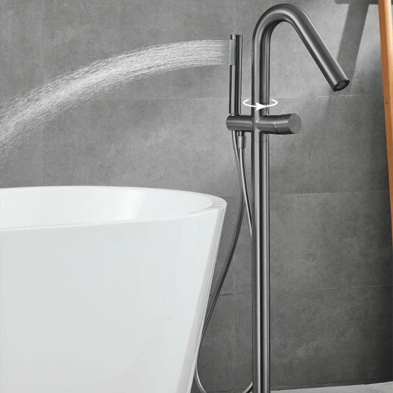 Floor Mounted Metal Freestanding Tub Filler Hand Shower Freestanding Tap -Bathlova