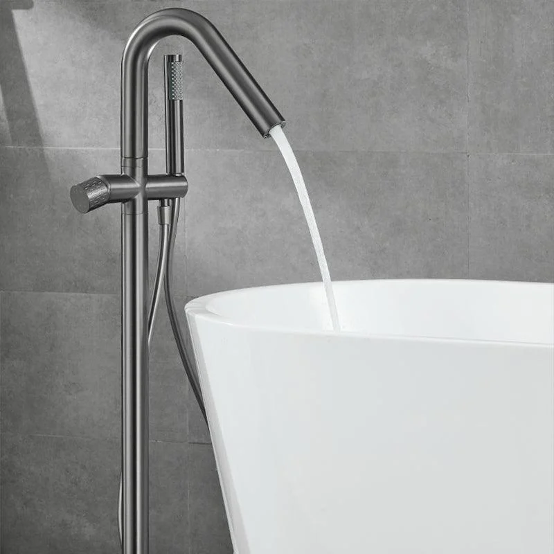 Floor Mounted Metal Freestanding Tub Filler Hand Shower Freestanding Tap -Bathlova