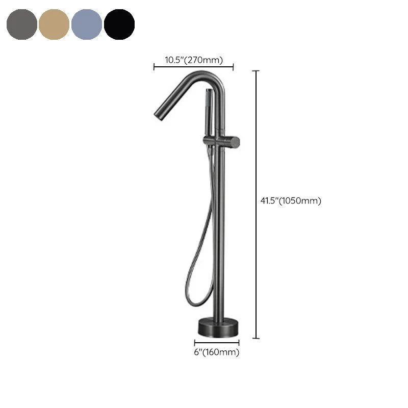 Floor Mounted Metal Freestanding Tub Filler Hand Shower Freestanding Tap -Bathlova