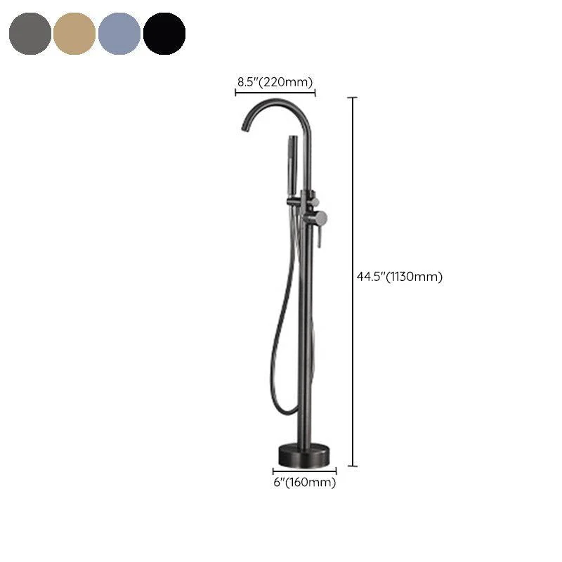 Floor Mounted Metal Freestanding Tub Filler Hand Shower Freestanding Tap -Bathlova