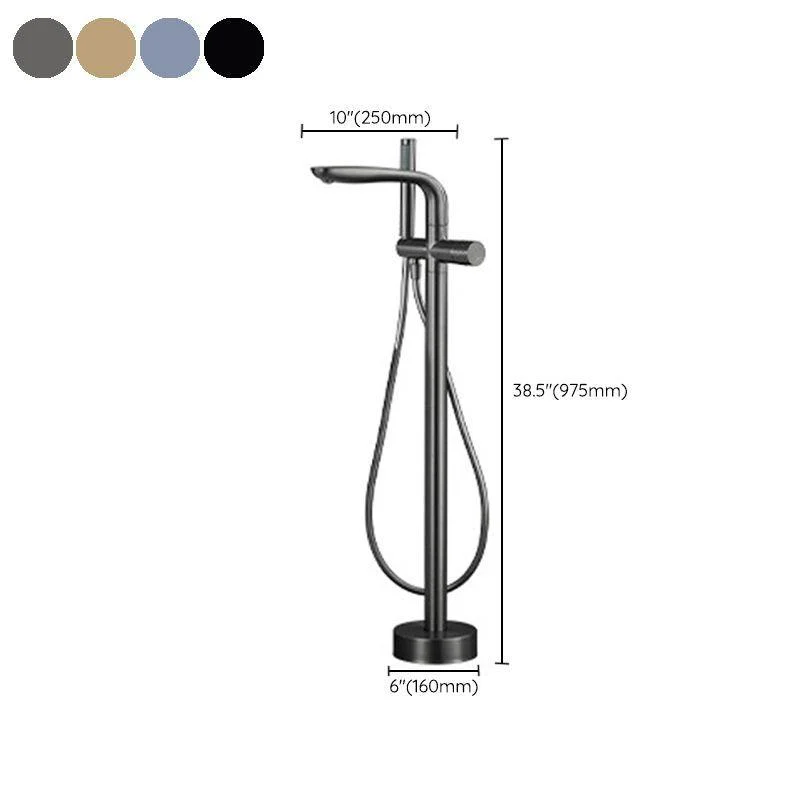 Floor Mounted Metal Freestanding Tub Filler Hand Shower Freestanding Tap -Bathlova