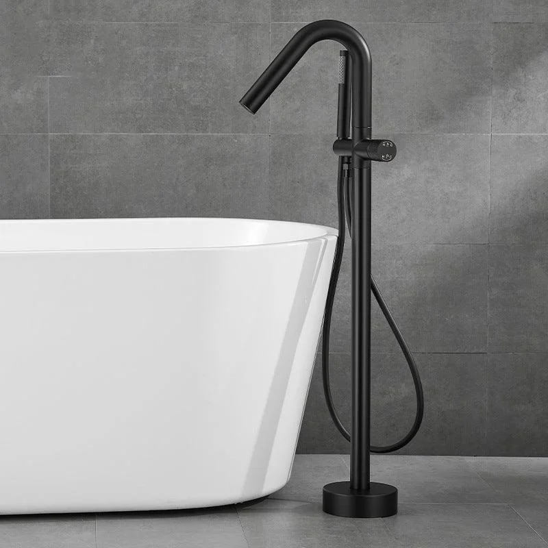 Floor Mounted Metal Freestanding Tub Filler Hand Shower Freestanding Tap -Bathlova