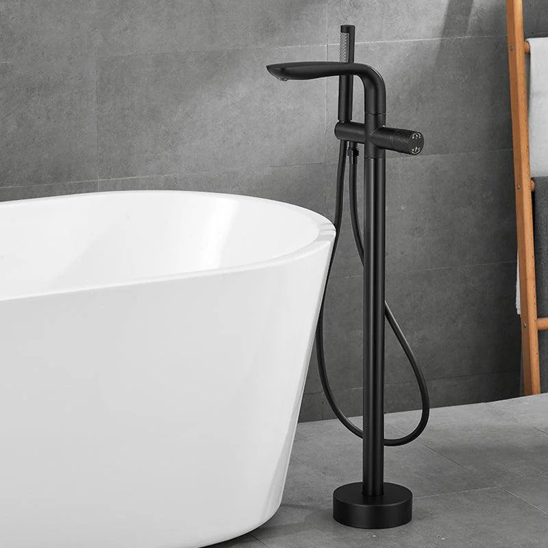 Floor Mounted Metal Freestanding Tub Filler Hand Shower Freestanding Tap -Bathlova