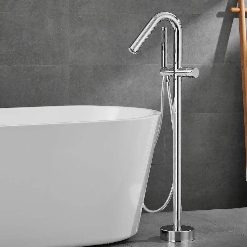 Floor Mounted Metal Freestanding Tub Filler Hand Shower Freestanding Tap -Bathlova