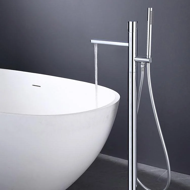 Floor Mounted Metal Freestanding Tub Filler High Arc Freestanding Bathtub Tap -Bathlova