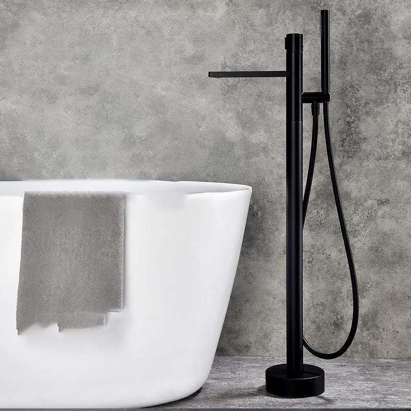 Floor Mounted Metal Freestanding Tub Filler High Arc Freestanding Bathtub Tap -Bathlova