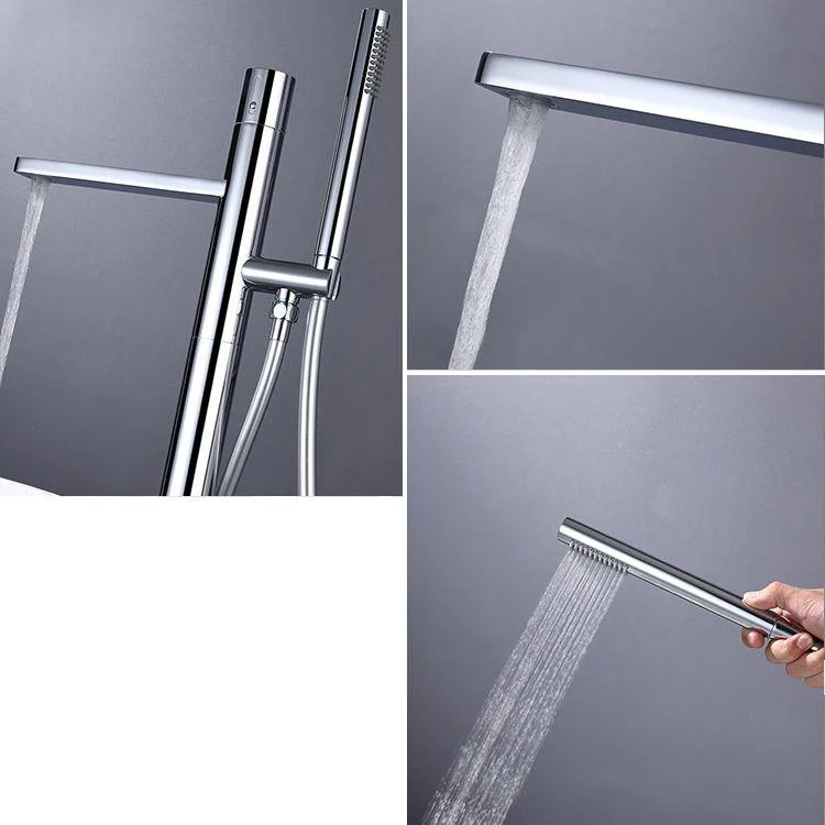 Floor Mounted Metal Freestanding Tub Filler High Arc Freestanding Bathtub Tap -Bathlova