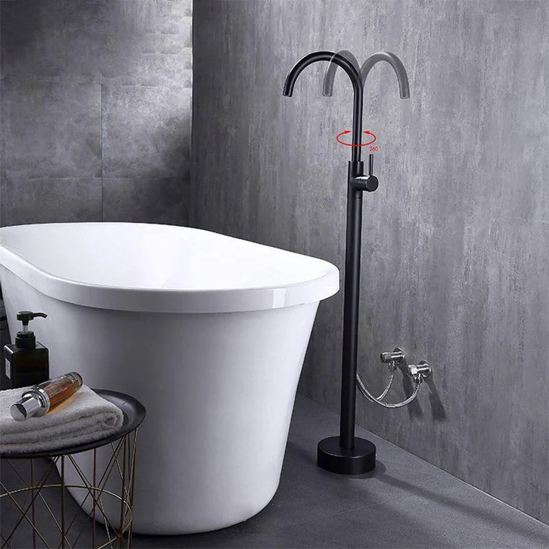 Floor Mounted Metal Freestanding Tub Filler High Arc Freestanding Tap -Bathlova