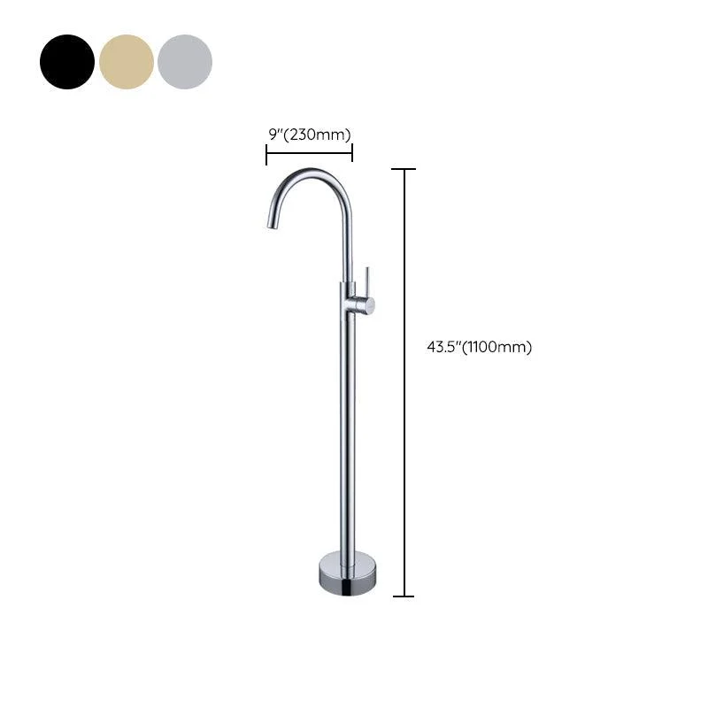 Floor Mounted Metal Freestanding Tub Filler High Arc Freestanding Tap -Bathlova