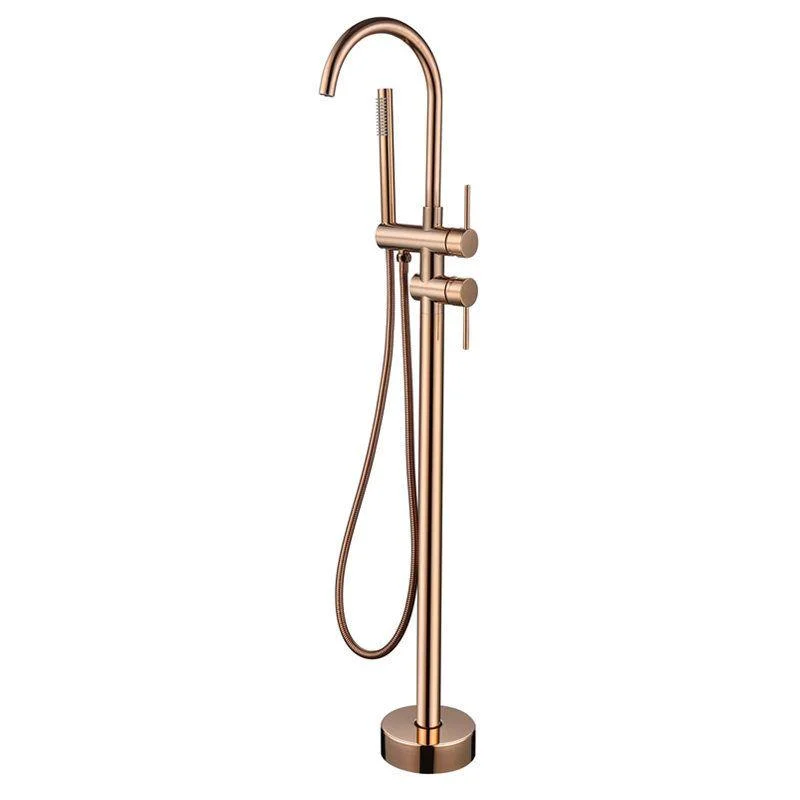 Floor Mounted Metal Freestanding Tub Filler High Arc Freestanding Tap -Bathlova