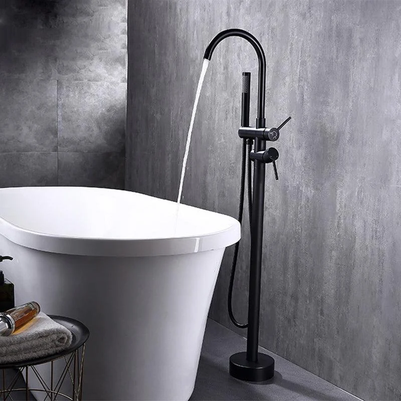 Floor Mounted Metal Freestanding Tub Filler High Arc Freestanding Tap -Bathlova