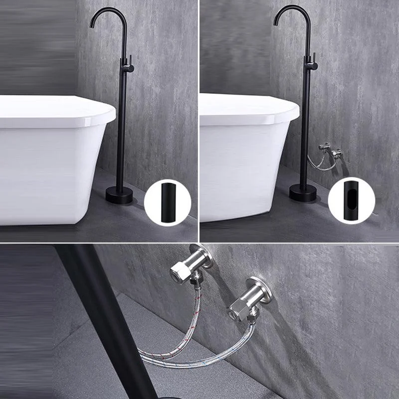 Floor Mounted Metal Freestanding Tub Filler High Arc Freestanding Tap -Bathlova