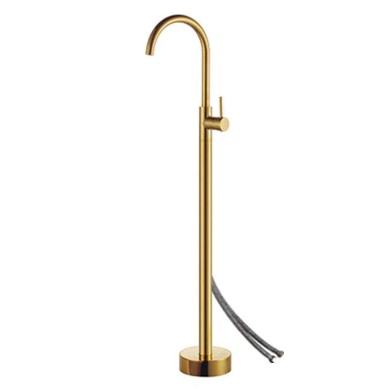 Floor Mounted Metal Freestanding Tub Filler High Arc Freestanding Tap -Bathlova