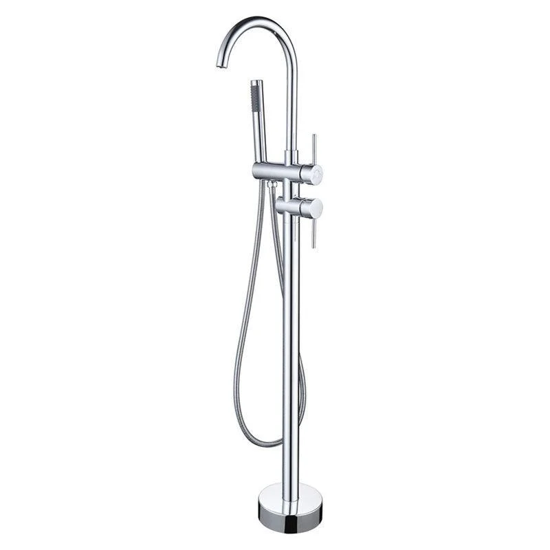 Floor Mounted Metal Freestanding Tub Filler High Arc Freestanding Tap -Bathlova