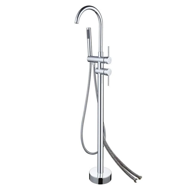 Floor Mounted Metal Freestanding Tub Filler High Arc Freestanding Tap -Bathlova