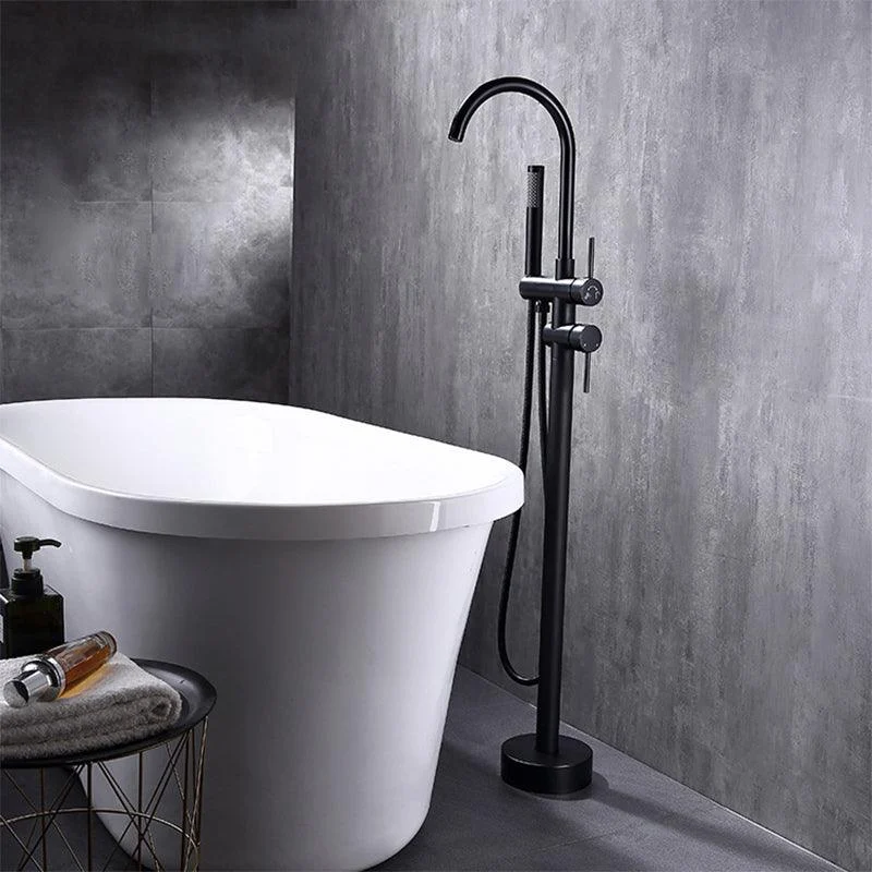 Floor Mounted Metal Freestanding Tub Filler High Arc Freestanding Tap -Bathlova