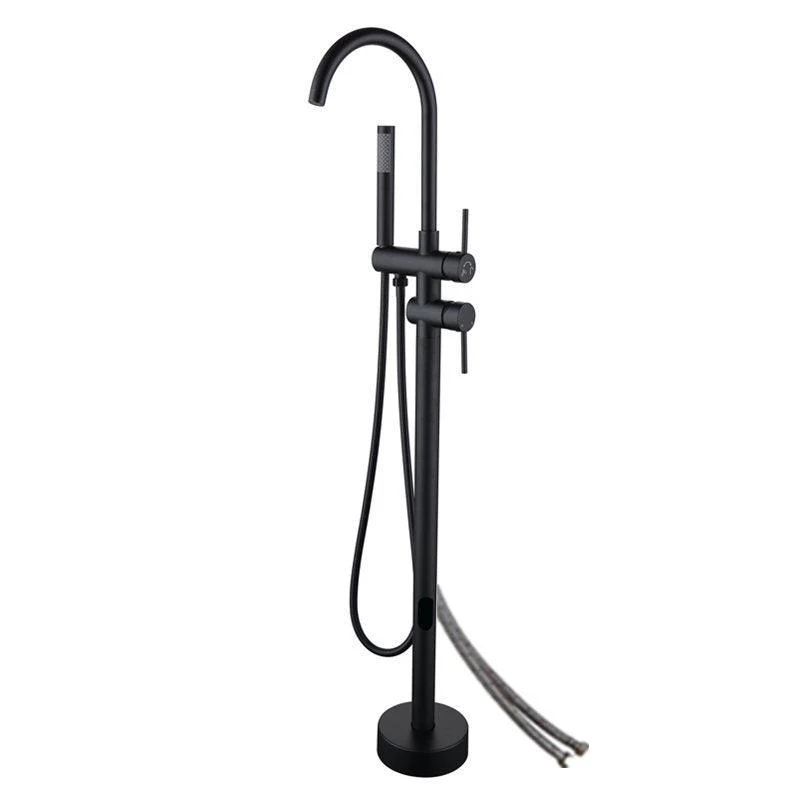 Floor Mounted Metal Freestanding Tub Filler High Arc Freestanding Tap -Bathlova