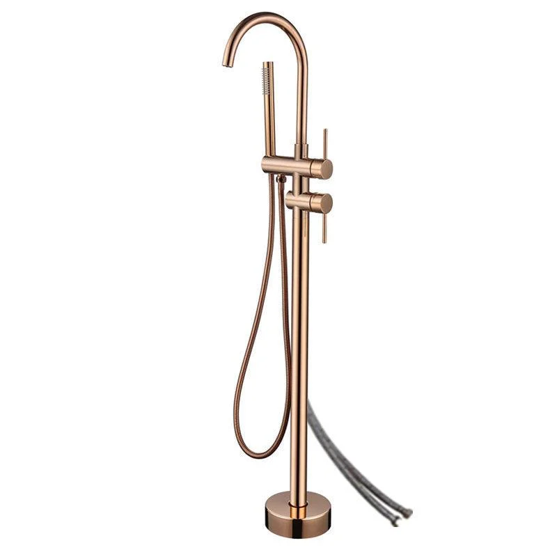 Floor Mounted Metal Freestanding Tub Filler High Arc Freestanding Tap -Bathlova