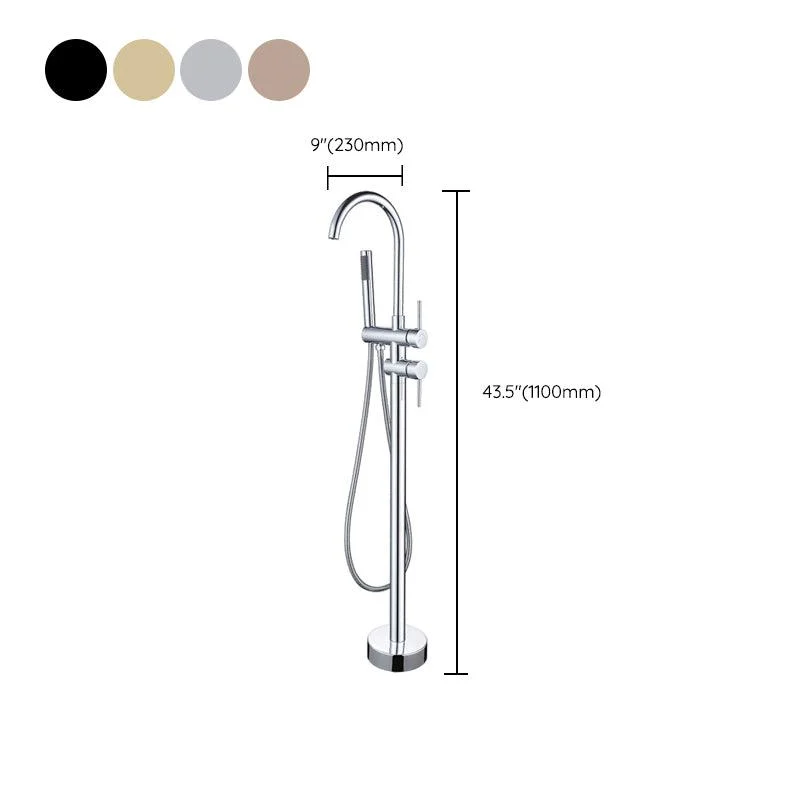 Floor Mounted Metal Freestanding Tub Filler High Arc Freestanding Tap -Bathlova