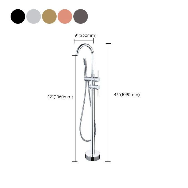 Floor Mounted Metal Freestanding Tub Filler High Arc Freestanding Tap with Hose -Bathlova