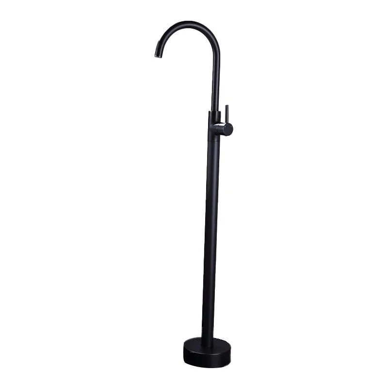 Floor Mounted Metal Freestanding Tub Filler High Arc Freestanding Tap with Hose -Bathlova