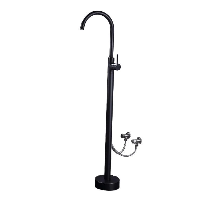 Floor Mounted Metal Freestanding Tub Filler High Arc Freestanding Tap with Hose -Bathlova