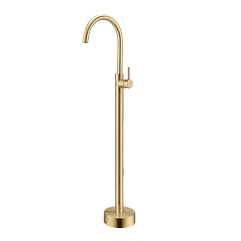 Floor Mounted Metal Freestanding Tub Filler High Arc Freestanding Tap with Hose -Bathlova