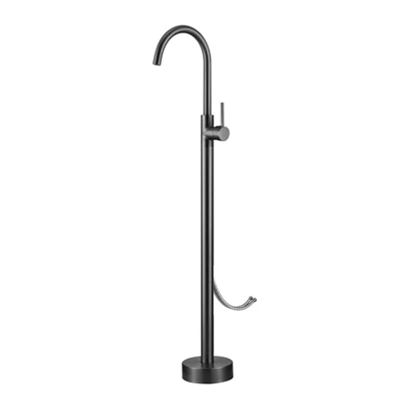 Floor Mounted Metal Freestanding Tub Filler High Arc Freestanding Tap with Hose -Bathlova